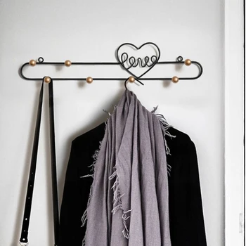 

18 Inch Coat Sundries Hook Door Decoration Coat Hanger Rack Shelf Iron Wall Entrance Key Hook-Black 45.5x9.5x3.8 cm