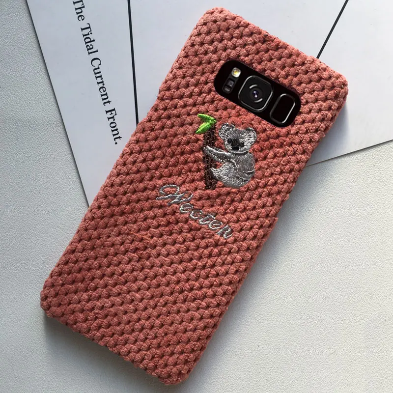 Осенний теплый тканевый чехол для телефона для samsung Galaxy S8 S9 Plus S8+ S9+ мультяшный милый чехол s полотенце вышивка Твердый Чехол