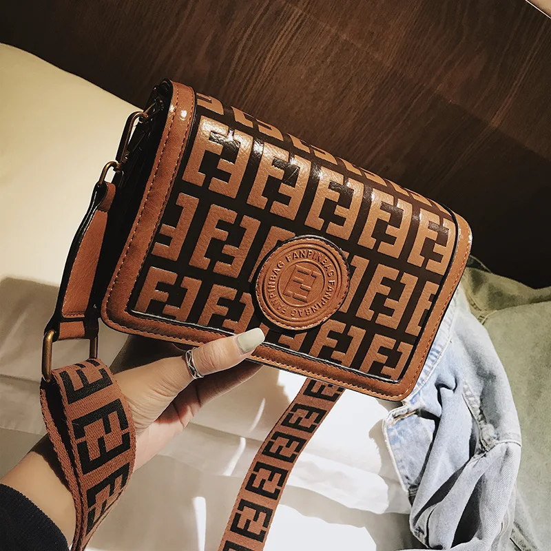 

Retro Square Sling Bag Women's 2019 New Style Tidal Harbor-Style Textured Shoulder Bag Versitile Fashion Broadband Shoulder WOME