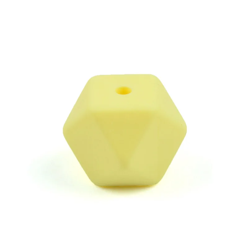 LOFCA 20 шт Силиконовые бусины 14 мм шестигранные мини-бусины меньшего размера прорезиненное Силиконовое ожерелье для прорезывания зубов - Цвет: cream yellow