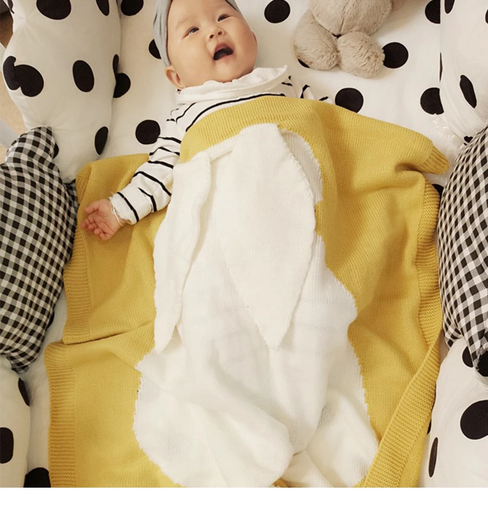 Одеяло для новорожденного с мультяшным Кроликом, пеленальные крючки для вязания шерстью, Вязаное детское одеяло, теплый мягкий Пеленальный чехол для коляски, банное полотенце