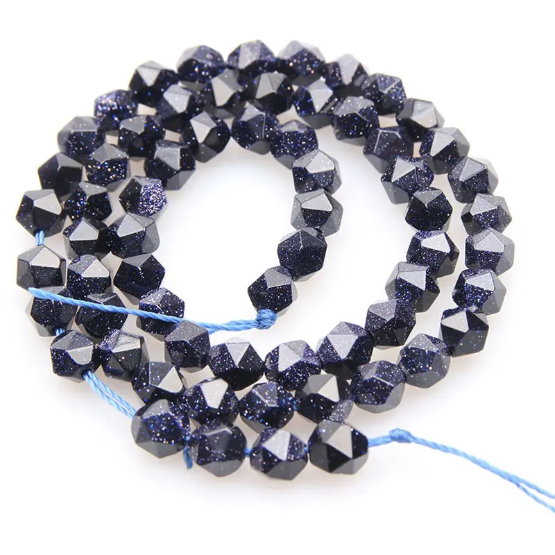 

Wholesale Natural Loose Round Faceted Stone Beads Blue sandstone For Jewelry Making Bracelet 6/8/10mm Pick