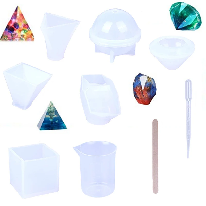18PCS/Set Resin Silicone Mold Making Jewelry Pendant Casting Mould DIY Craft Tool Resin Mold Kit