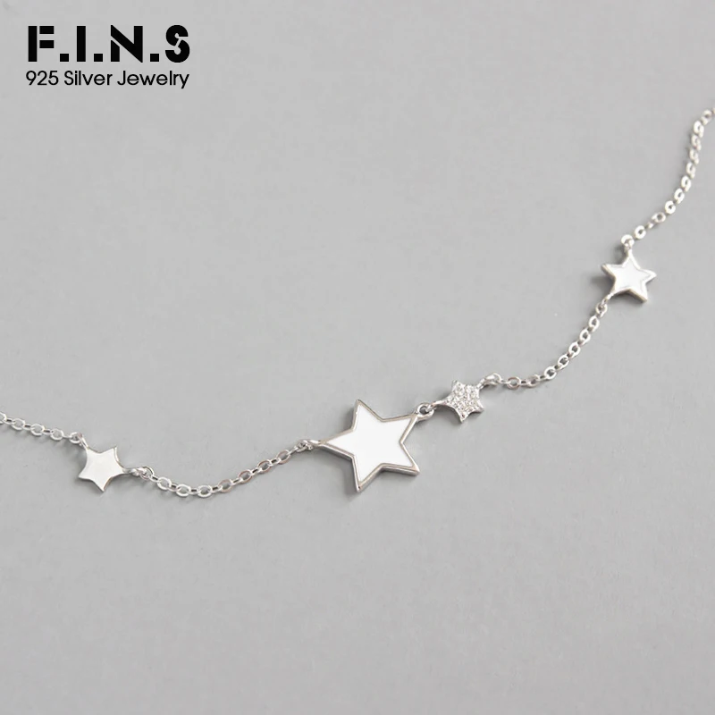 F.I.N.S, корейский стиль, S925 Стерлинговое Серебро, ожерелье, эмалированная пятиконечная звезда, кубический цирконий, звезда, колье, ожерелье, цепочка на шею