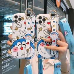 Doraemon cute cartoon with stand to send lanyard mobile phone case for iPhone12mini/12promax/11pro/8P/X/XS/XR/se/xsmax/7/8/se/