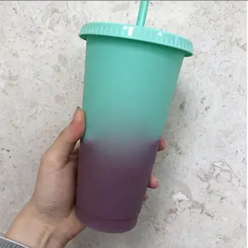 

1 Pc Reusable Summer Magical Color Changing Cold Cups Magic Plastic Coffee Mugs Water Bottles Set Best Gift For Friends