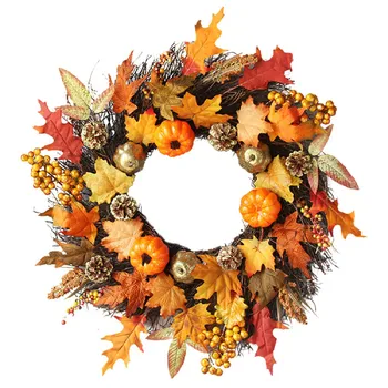 

Wreaths For The Front Door Beautiful 60cm Rattan Berry Maple Leaf Fall Door Wreath Door Wall Ornament Halloween K916