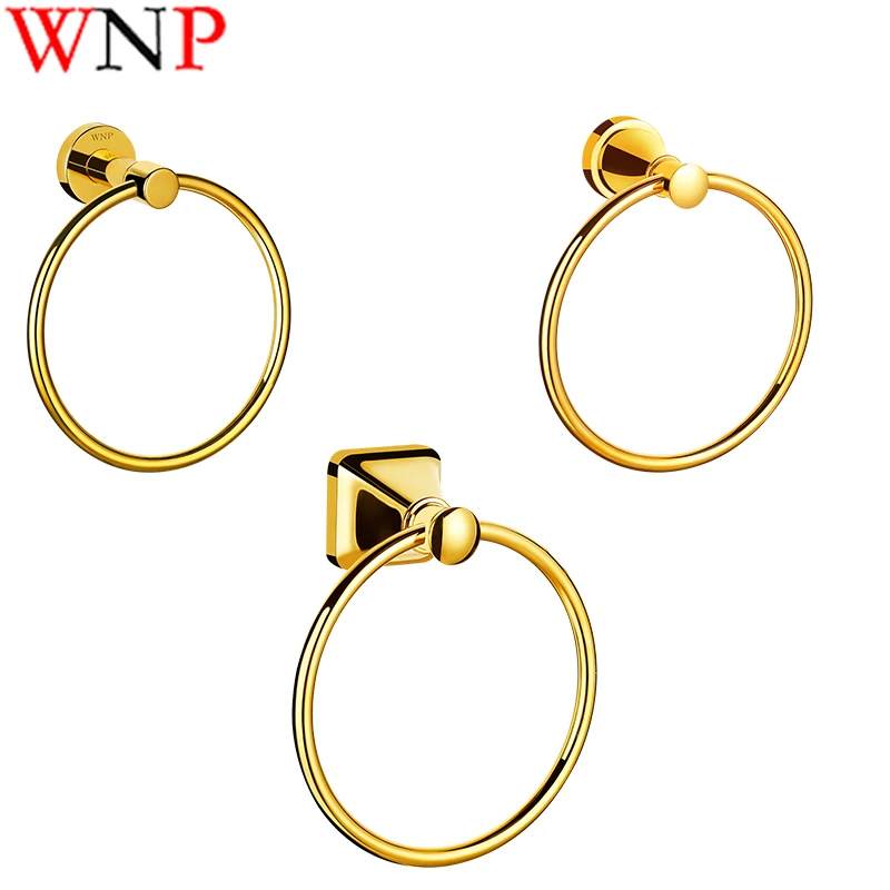 

WNP Gold Titanium Polished Towel Ring Different Style Wall Mounted Bathroom Hardware