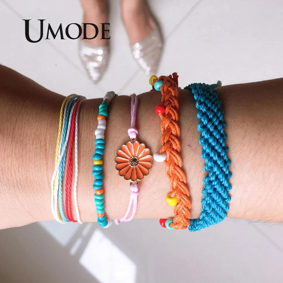 

UMODE Shell Bracelet Set Cross Starfish Boho Weave Fashion Friendship Charm Pulseras Femme Yoga Jewelry Wholesale Girls PB0497