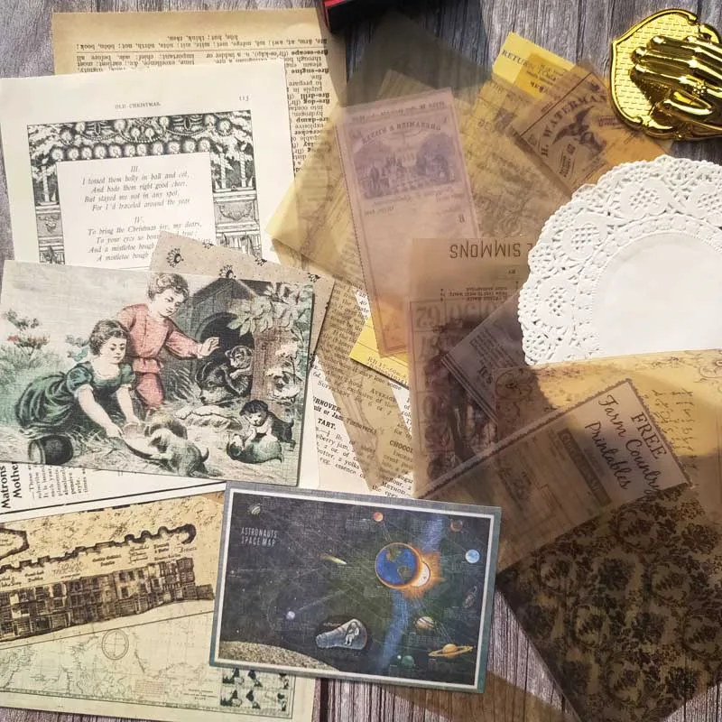 

24Pcs Star Wars Bingo Digits English Lace Old Newspaper Pages Retro Character Background Material Paper Sticker DIY Scrapbooking