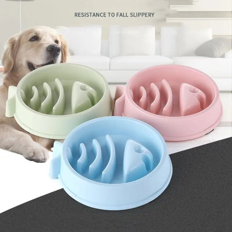 Pet Slow Eating Feeder Fish Shape Dog Bowl Bloat Stop Healthy Interactive Feeding Food Puppy Plate Dishes
