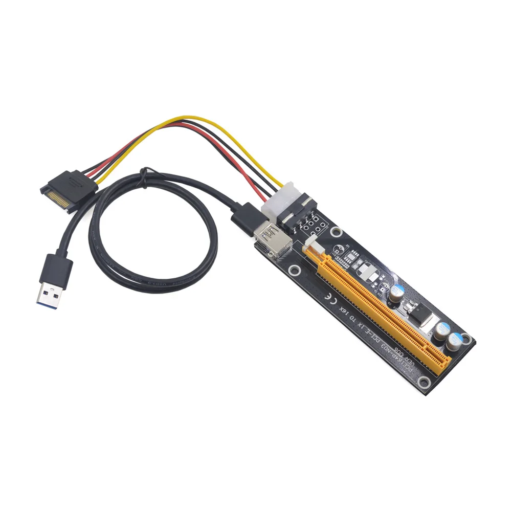 0,6 м USB0.3 практичный полезный PCI-Express 1X до 16X длинный удлинитель Черный адаптер кабель питания