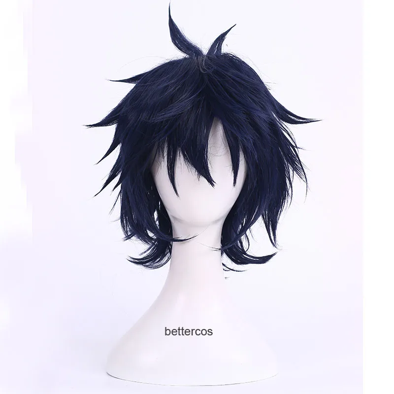 

Ao no Blue Exorcist Okumura Rin Cosplay Wig Blue Short Heat Resistant Synthetic Hair Wig + Wig Cap
