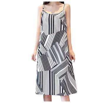 

summer dress spaghetti strap design Women Fashion Print Lady Casual Sleeveless Camisole Vest Suspender Dress платье женское new