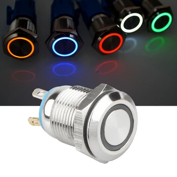 

16mm Waterproof Metal Push Button Switch LED Light Self-Locking Car Engine 12V Power Start