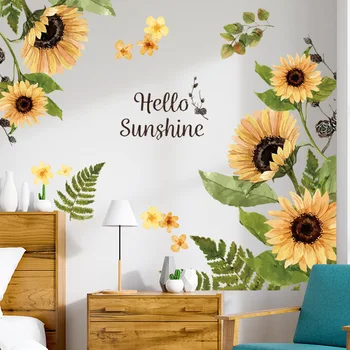

Warm Wall Sticker Sunflower Home Decor Room Decoration Self-adhesive Flower Stickers for Living Room Background Wall Decals