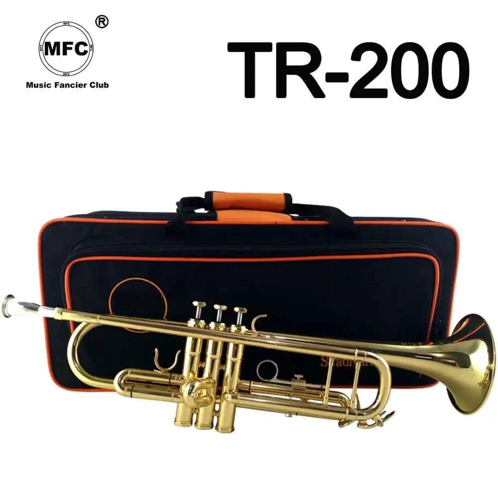 

Brand New Music Fancier Club Bb Trumpet TR-200 Gold Lacquer Music Instruments Profesional Trumpets 200 Included Case Mouthpiece