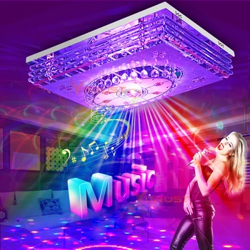 

Mordern LED Crystal Ceiling Light Lamps RGB Dimmable 220V APP Bluetooth & Music Speaker Colorful Bedroom Living room Smart Lamp