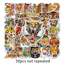 

50Pcs Cartoon Tiger Graffiti Stickers Personality Cool Animal Stiker Laptop Luggage Skateboard DIY Waterproof Kids Toy Stickers