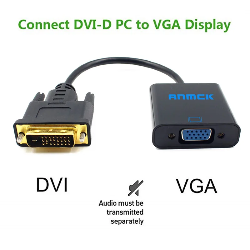 Anmck DVI штекер VGA Женский адаптер DVI 24+ 1 25 Pin DVI-D VGA конвертер кабель для ПК компьютер HDTV монитор дисплей