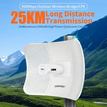 Répéteur wi fi sans fil, 25KM, 1000mW, haute puissance, 900Mbp, 5.8G, extérieur, CPE, longue portée, antenne 26dbi, point d'accès, pont AP