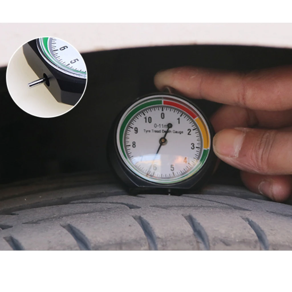 0-11mm Tyre Tread Depth Gauge Car Vehicle Motorcycle Trailer Wheel Measure Red/Yellow/Green Zones