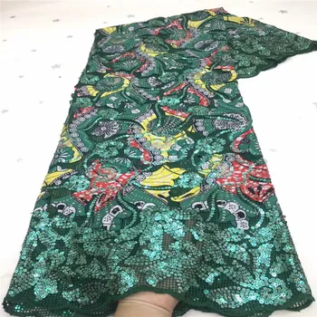 

African green Sequin Organza Lace Fabric 2021 red High Quality Lace French Tulle Lace Fabric Nigerian Lace Fabrics For Wedding