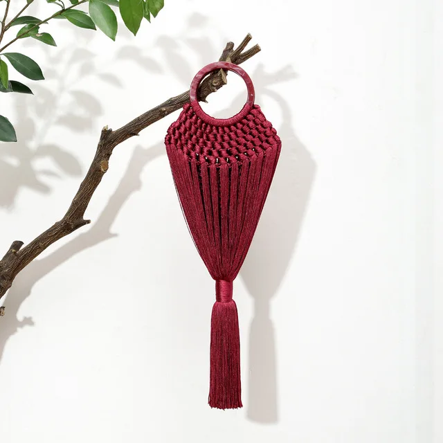 Small Red DOYUTIG Индийский стиль женские ручные длинные кисточки вечерние сумки женские антикварные хлопковые свадебные сумки женские праздничные сумочки A248 - Цвет: Small Red
