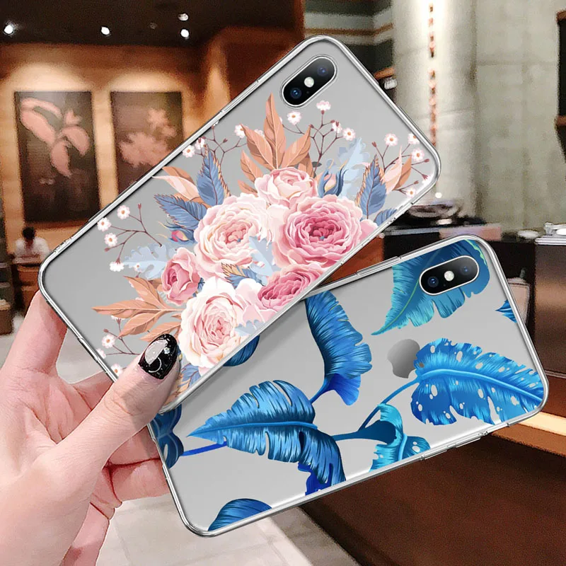 Чехол USLION с зелеными листьями для iPhone 11 Pro XR XS Max X 3D Рельефный цветочный чехол