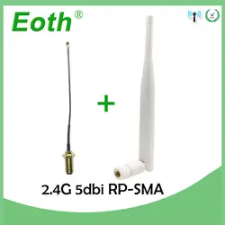 5 шт. 2,4 ГГц 5dBi телевизионные антенны Wi Fi RP-SMA мужской 2,4 г Antenne белый воздушная антенна маршрутизатор + 21 см PCI U. FL IPX SMA мужской косичка кабель