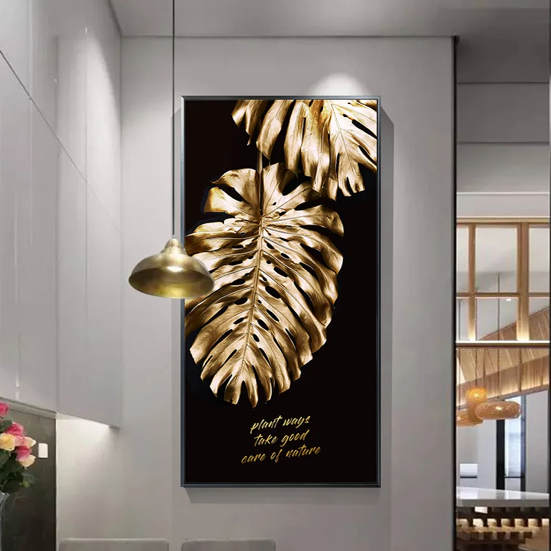 

Modern Gold Leaf Canvas Painting Large Poster and Print for Living Room Bedroom Nordic Black Picture Wall Art Home Decorative