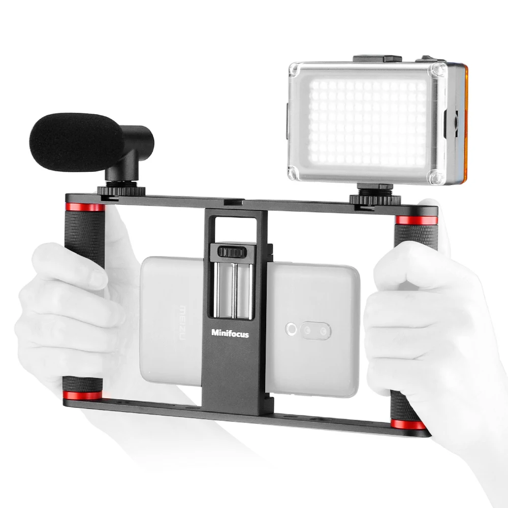 Smartphone Video Rig Filmmaking Vlogging Rig Metal Case Phone Video Stabilizer Aluminium Alloy Grip Tripod