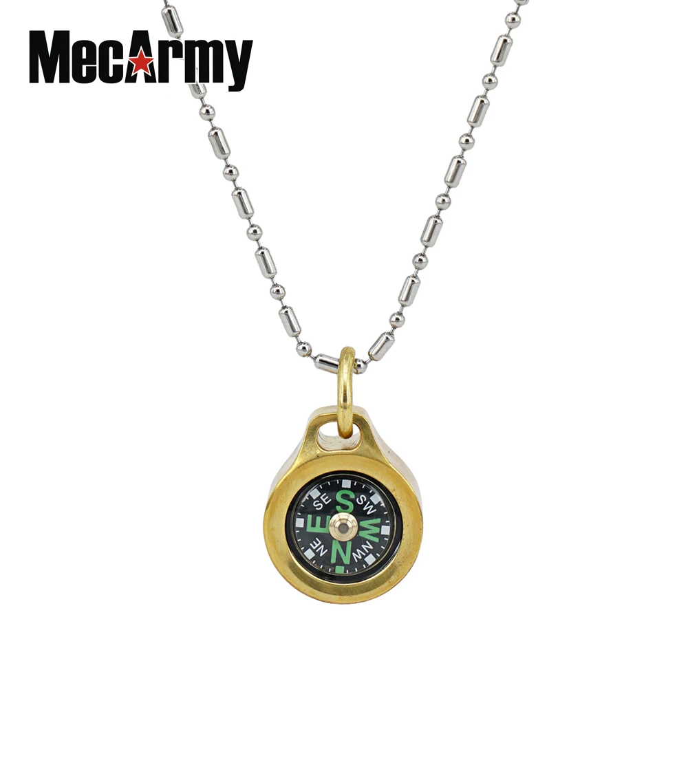 

MecArmy Brass CMP Compass direction identity Compass Outdoor Compass with Free beaded chain - may be worn as a pendant