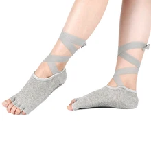 1 пара спортивных носков для йоги, женские хлопковые нескользящие носки с половинчатым носком для девочек, топ для занятия танцами Пилатес, балетные спортивные носки Bikram