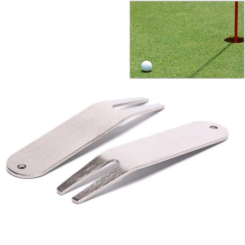 1 шт. нержавеющая сталь, для гольфа инструмент для углубления Switchblade Pitch Groove Cleaner Golf Pitchfork с Гольф-маркер Прямая