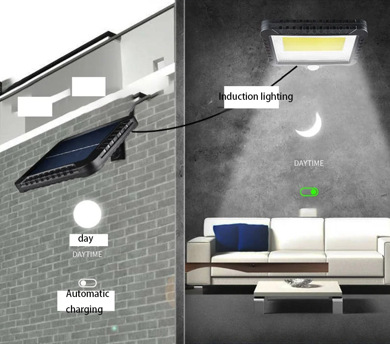 56LED Солнечный настенный светильник с раздельным датчиком, уличный водонепроницаемый садовый светильник, светильник для ночного освещения