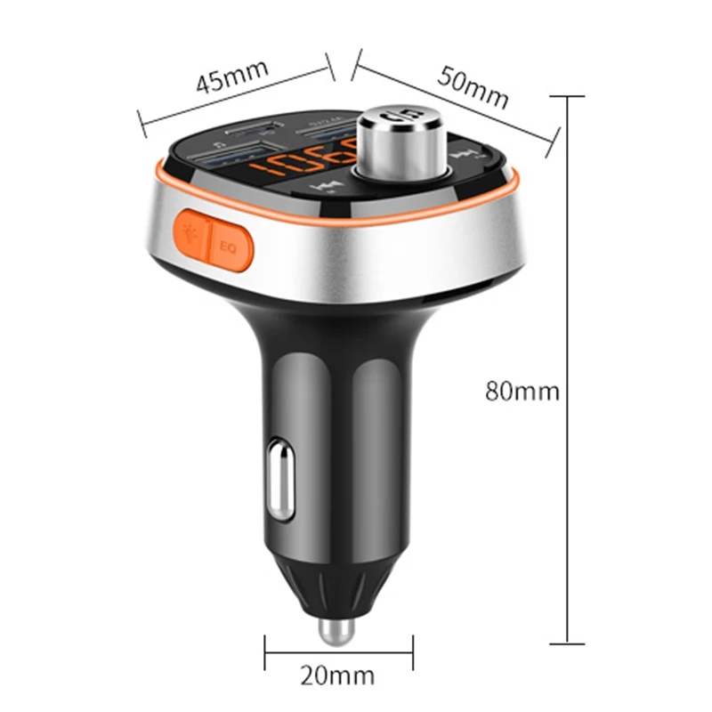 Fm-передатчик Bluetooth Hands-Free автомобильный mp3-плеер сабвуфер красочный атмосферный свет двойной USB PD3.0 Быстрая зарядка