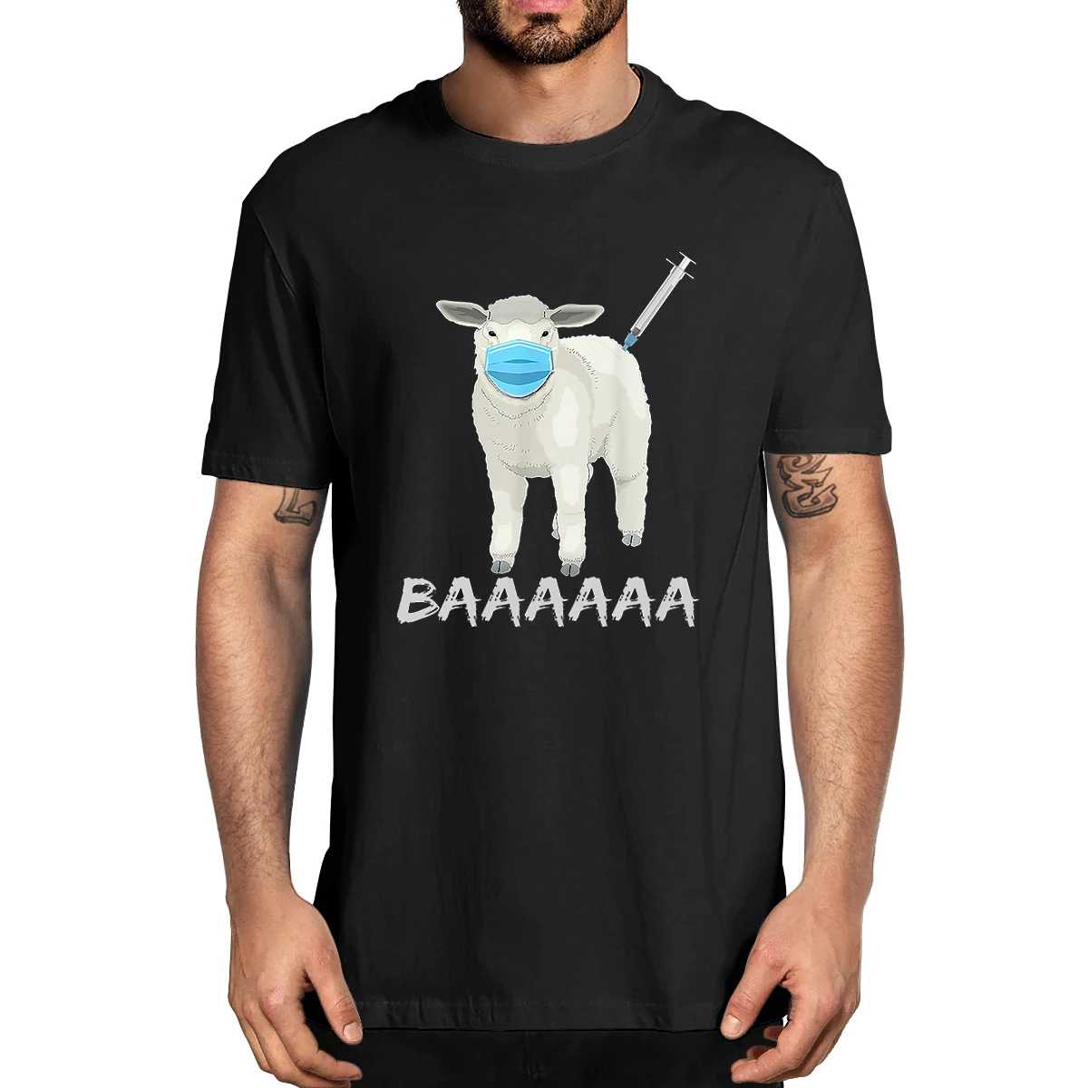 100% Cotton Sheep or Sheeple Anti Vaccine and Mask Print Street Men's Novelty T-Shirt Women Casual Streetwear Harajuku Tee Gift | Мужская