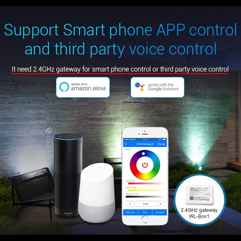 2100LM 25W RGB CCT Smart Outdoor LED Lamp Landscape light for garden AC 220V Wifi/Phone APP/2.4GHz Remote/Alexa Voice Control