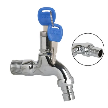 

Outdoor Garden Public Sink Water Tap Single Hole Anti-theft Faucet Bibcocks Wall Mount Zinc Alloy 2 Keys Kitchen Basin With Lock