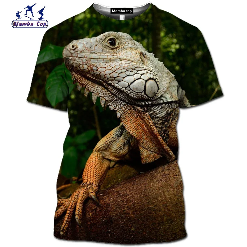 3D print Summer Short sleeve cute Animal lizard shirt fashion funny chameleon men's T-Shirts snake Hip-Hop O-Neck Streetwear tee (16)