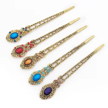 

5pcs Headdress Stylish Creative Chic Fashion Retro Hair Sticks Ancient Hair Sticks Rhinestone Hair Sticks