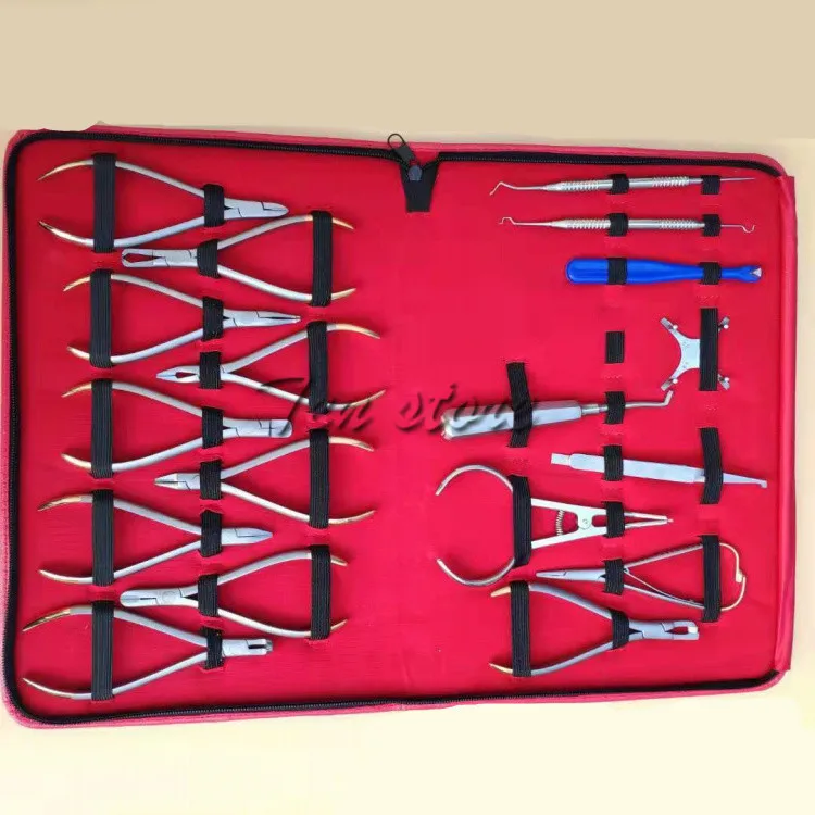 

Orthodontic Orthodontic 18 Piece Set Orthodontic Tool Dental Technician Complete Set of Dental Orthodontic Stainless Steel Instr