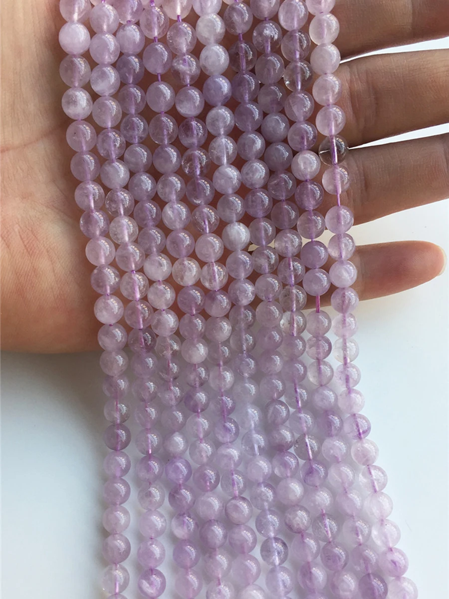 

Natural Lavender Amethyst Beads Semi Precious Gem Stone Loose Beads For Jewelry Making DIY Bracelet Necklace 15" 6/8/10MM