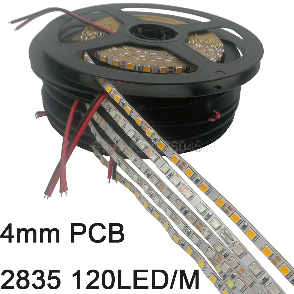 4 мм узкая ширина 5 м 2835 Светодиодная лента 120LED/m 600SMD 12V Гибкая полоса белый теплый
