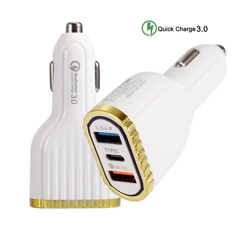 Быстрое зарядное устройство 3,0 Автомобильное зарядное устройство 3.5A QC3.0 Turbo Dual usb type C Быстрая зарядка автомобильный адаптер мобильного телефона для samsung и многое другое