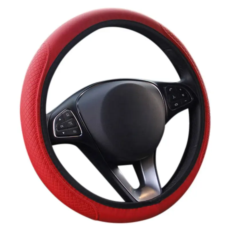 ONEWELL Car Fiber skin Steering Wheel Cover Breathable Car Auto Universal Elastic Skid Proof Steering-wheel Covers Car Styling