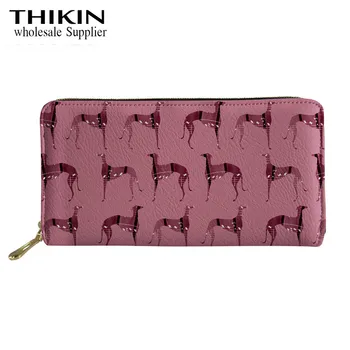 

THIKIN Cartoon Greyhound Print Womens Wallets and Purses with Zipper Money Bag Cute Animal Kawaii Porte Feuille Femme Custom