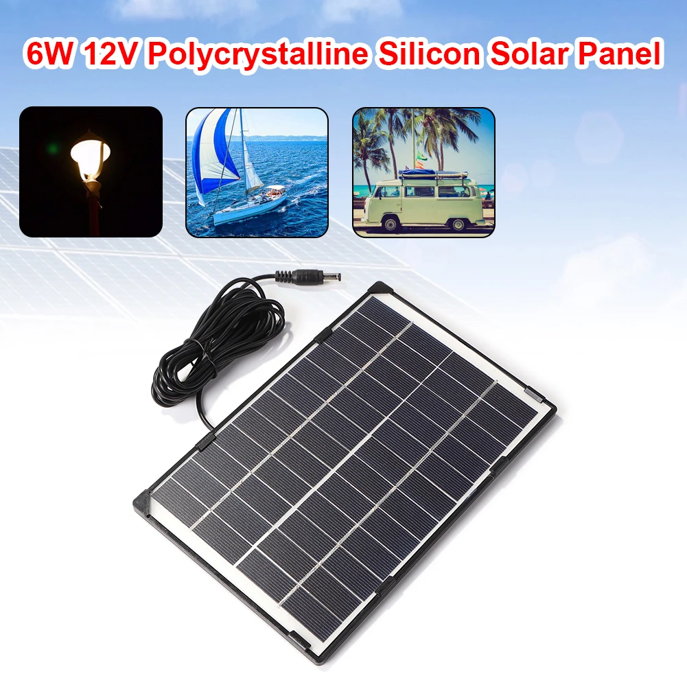 6W 12V DC5521 Camera Solar Panel Outdoor Home Surveillance Lighting Charger Portable Light Lamp Power Supply Accessory