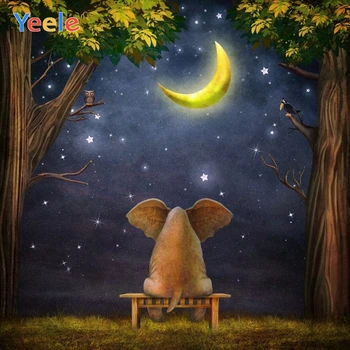 

Yeele Starry Sky Tree Moon Star Night Elephant Dreamy Scene Backdrop Vinyl Photography Background For Photo Studio Photocall
